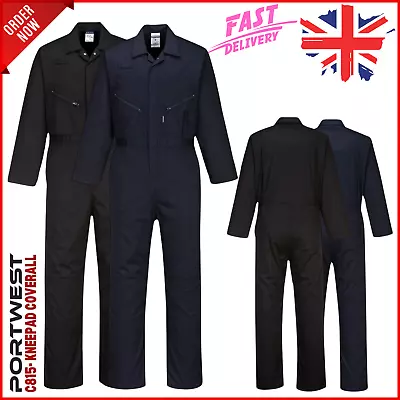 Portwest Work Coverall Zip Overall Kneepad Pocket Work Boiler Suit Elastic Waist • £31.05