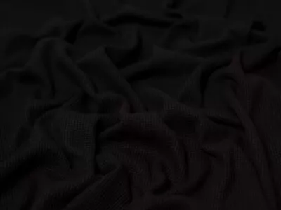 Minerva Cotton Waffle Textured Stretch Knit Fabric Black - Per Metre • £21.99