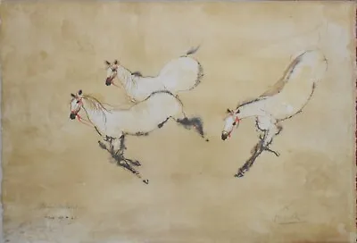 KAIKO MOTI-Indian Modernist-Hand Signed LIM.ED Color Lithograph-Three Horses • $499