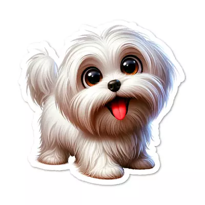 Maltese Dog Fun Pet Vinyl Sticker Water Resistant Indoor Use Laptop 2 Sizes • $5