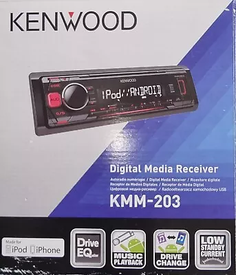 KENWOOD KMM-203 4x50 Watts Car Stereo Radio Mechless USB AUX IPod IPhone Player • £72.50