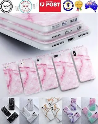 $3.99 • Buy IPhone XS Max X 6 7 8 Plus Case Marble Silicone Cover Black Pink White Purple