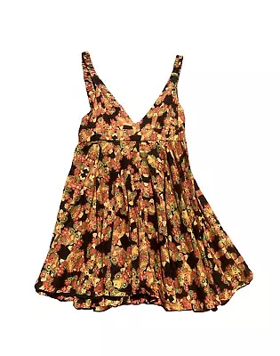 Tigerlily Black Orange Floral Fruit Strappy Babydoll Dress - Size 12 • $32