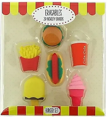 Erasables 3D Novelty Erasers - Burger Set • £6.60