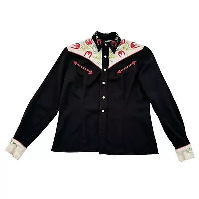 VTG 1950s California Ranchwear Western Cowboy Button Up Shirt - Women's 34 SMALL • $119.99