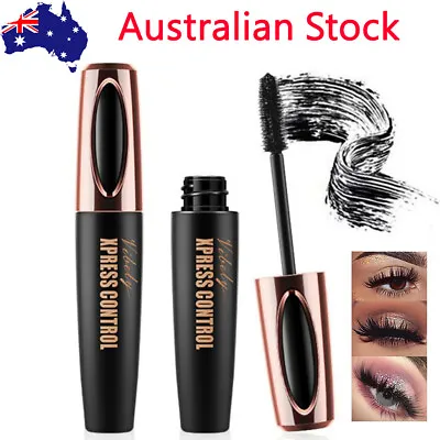 Black 4D Silk Fiber Eyelash Mascara Extension Makeup Waterproof Kits Eye Lashes • $19