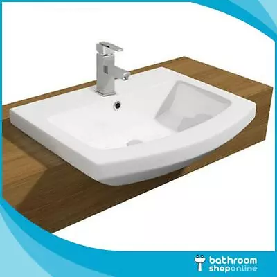 Semi-Recessed Ceramic Basin Sink One Tap Hole 550mm Counter Top • £69