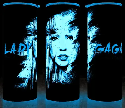 Glow In The Dark Lady Gaga White And Red Brush Stroke Cup Tumbler 20oz • £21.81