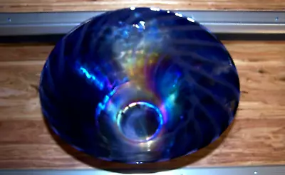 Murano Multicolored Purple/Blues Irridescent Lustre Deep Glass Fruit Bowl • $24.99