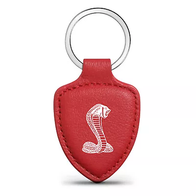 Ford Mustang Cobra Red Real Leather Shield-Style Key Chain • $19.99