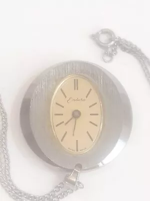 Vtg Endura Watch Pendant On Chain Swiss Movement Parts Repair  • $22