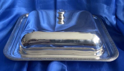 £7 • Buy English Vintage Silver Plated Large Butter / Cheese Dish 8.5 X 7.5 X3 Inches Apx