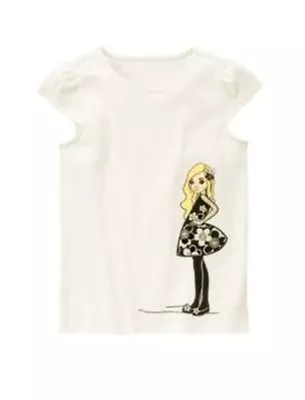 $12 • Buy New Gymboree Girl's Bee Chic Off White Top Shirt  Girl With Flower  Size 5 6