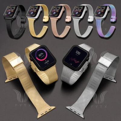 $5.45 • Buy For Apple Watch Series 8 7 6 5 4 3 2 SE Slim Milanese Stainless Steel Strap Band