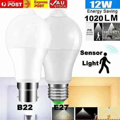 AU 4/6/x E27/B22 12W PIR Sensor Motion Smart LED Bulb Light Lamp Globe Bulb 220V • $11.39