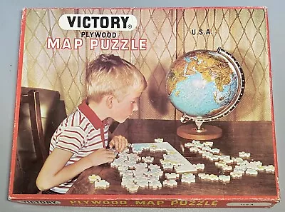 Vintage 1972 Victory Plywood Puzzle Map 100 PC USA North America Complete Rare! • $22.49