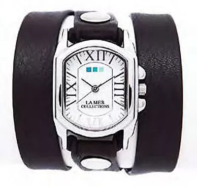 LA MER Black Italian/Silver Chateau Wrap Watch • $80.10