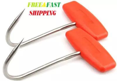 2PCS Meat Hooks For Butchering T-Shaped Boning Hooks With Handle Stainless Steel • $16.55