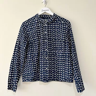 Cos Size EU 44 Blue White Geometric Spot Cotton Shirt Blouse • £24.99