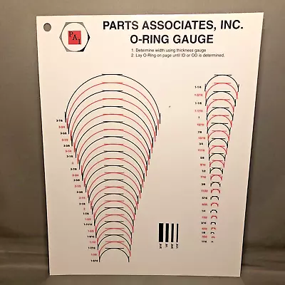 Rubber O-ring Gauge Chart /  O-ring Sizes  1/16'' - 6-1/2''  72 Different Orings • $35