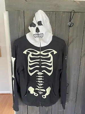 Volcom Stone Boys Skeleton Skeletal Body Face Full Zip Hoodie Sweatshirt Size XL • $45