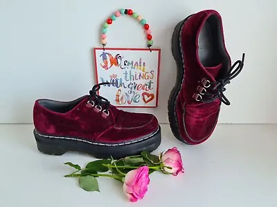 Dr Doc Martens 1461 Agyness Deyn Red Velvet Creepers Shoes  UK 6 EU 39 US 8 • £108