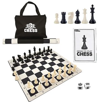 WE Games Best Value Tournament Chess Set Black Board Pieces Bag Instructions • $29.99