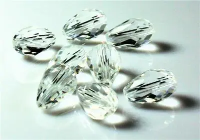 10 FACETED TEARDROP CRYSTAL GLASS DROP PENDANTS 15mm 10mm SUNCATCHER 15 COLOURS  • £3.19