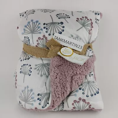 Lila & Jack Reversible Soft Mink & Sherpa Baby Girl Blanket Pink Blue Flowers  • $32.15