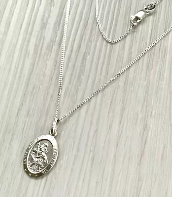 BOYS 925 Sterling Silver SAINT CHRISTOPHER Necklace Personalised Engraved Free • £27.50