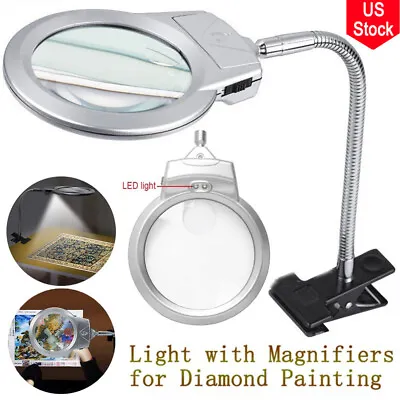 $13.95 • Buy 2021 Large Lens Lighted Lamp Top Desk Magnifier Magnifying Glass Clamp LED Hot