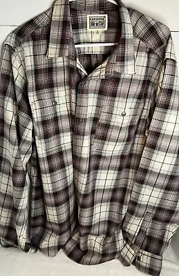 Converse One Star Shirt Mens X Large Long Sleeve Button Up Plaid Gray Maroon • $10