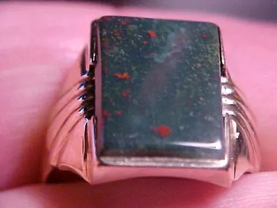 10K YEL GOLD 5.31ct GEN BLOODSTONE RING STRONG REDS SZ 10.5  SEE BIBLICAL STORY • $545