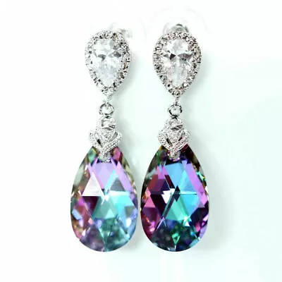 925 Sterling Silver Rainbow Mystical Fire Topaz New Fashion Charms Stud Earrings • $15.74