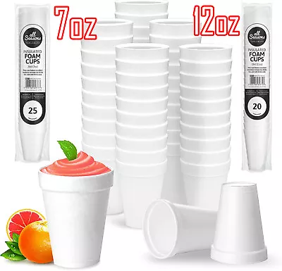 £9.89 • Buy Polystyrene Insulated Foam Cups Disposable Coffee Tea Beverage Glass 7oz 12oz