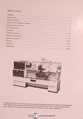 $29 • Buy Jet ZX Lathe Operations Manual Year (2000)