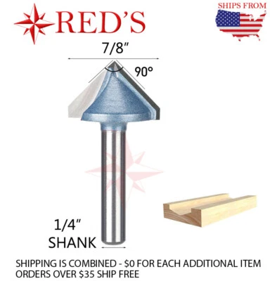 $6.49 • Buy Tideway Carbide IND LC03081404 90 Degree V Groove Carving 1/4  Shank Router Bit