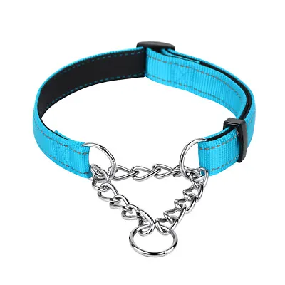 Reflective Martingale Dog Collar Nylon Half Check Choke Chain Training Bulldog • £10.67