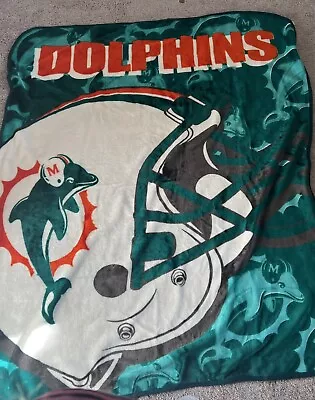 NFL Miami Dolphins Football Sports Blanket Fleece Throw Vintage Northwest 50x60 • $25