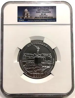 2011 P GETTYSBURG PA America Beautiful ATB 5 Oz SP69 EARLY RELEASE Graded By NGC • $329.99