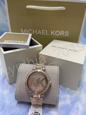 Michael Kors MK5865 Parker 39mm Rose Gold MK Logo Dial Fashion Women's Watch • $93