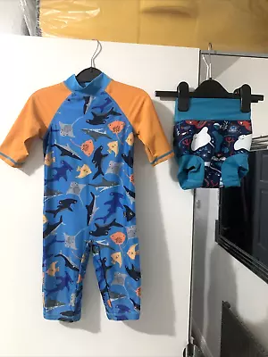 £4.50 • Buy Splash About UPF 50+ Age 1-2 Happy Nappy & Mini Club Age 12-18m Sun/Splash Suit