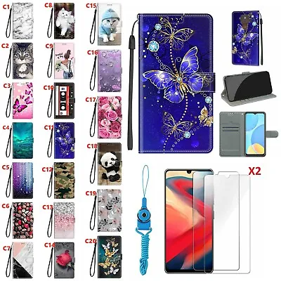 For Samsung Galaxy J3 J5 J6+ Case Wallet Leather Stand Magnetic Pattern Cover • £9.59