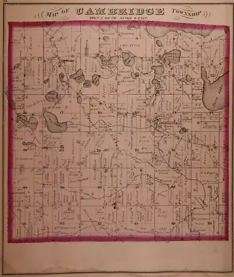 1874 Plat Map CAMBRIIDGE Twp. LENAWEE Co. MICHIGAN / Local Views On Reverse • $45.95