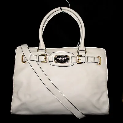 MICHAEL KORS Hamilton Ivory Pebbled Leather Traveler Belted Convertible Tote • $46.20