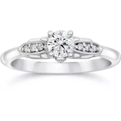 1/2ct Diamond Vintage Engagement Ring 14K White Gold • £561.87