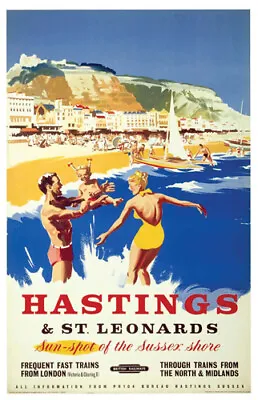 £3.95 • Buy Vintage Hastings Sea Art Print Railway Travel Poster A1/A2/A3/A4!