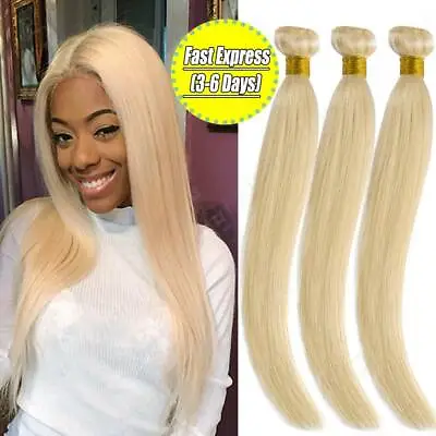 300G 3 Bundles Real Virgin Human Hair Extensions Weave Weft 8-30 Inch Blonde USA • $98.76