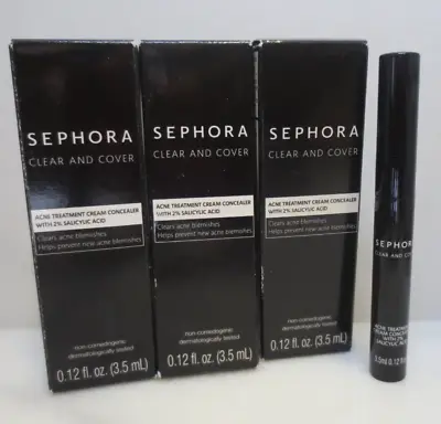 Sephora Clear And Cover Acne Treatment Cream Concealer 8 Amber 0.12 Oz Lot Of 3 • $27