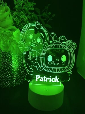 Personalised CocoMelon Night Light Multi Colored Kid Custom Name Table Lamp Gift • $41.99